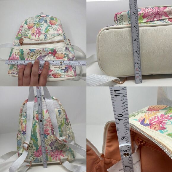 Disney Loungefly Ariel Under the Sea Mini Backpack Seashell Floral Pastel main image 13